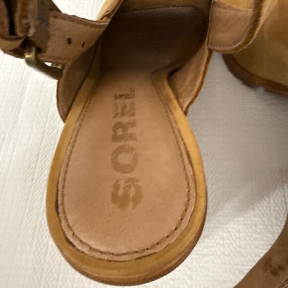 Sorel Sandals Womens Size 8.5 Nadia Slingback Block Heeled Brown Open Toe Tan - Picture 5 of 10
